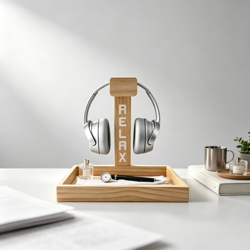Gaming Accessories Rack - Penyangga Headset Gaming Kayu, Rak Penyimpanan