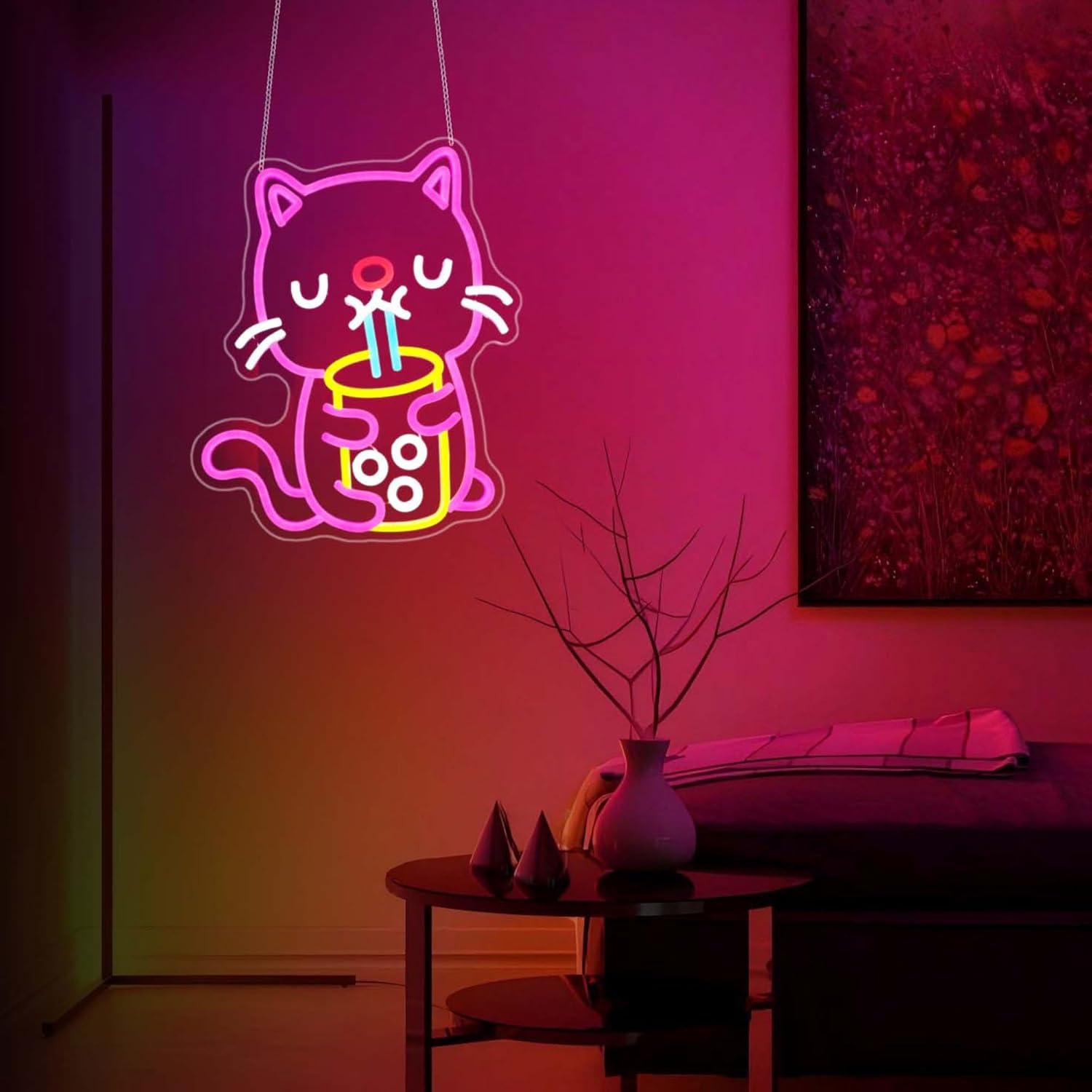 Lampu LED Neon Cat Boba Tea US - Gaming Accessories Shop ulasan dan harga