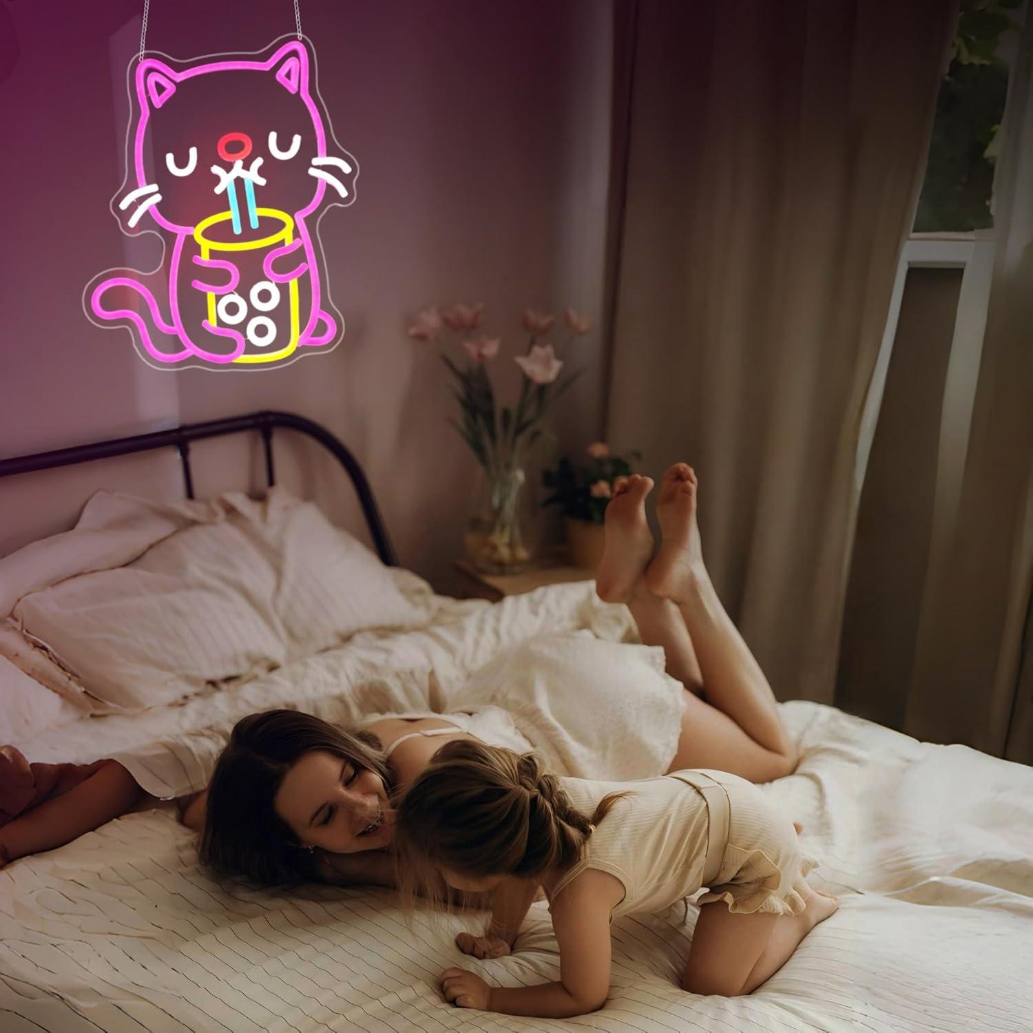 Lampu LED Neon Cat Boba Tea US - Gaming Accessories Shop ulasan dan harga